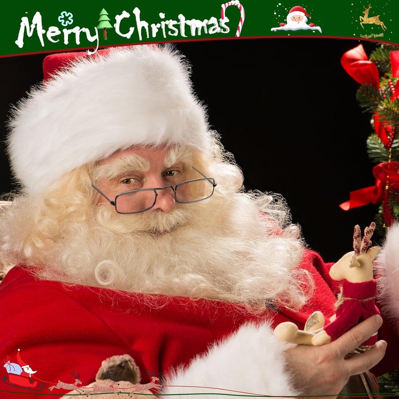 Fiada 6 PCS Old Man Glasses Costume Set 2 Round Eyeglasses 2 Square Glasses 2 Beaded Chain for Christmas Cosplay - Image 4